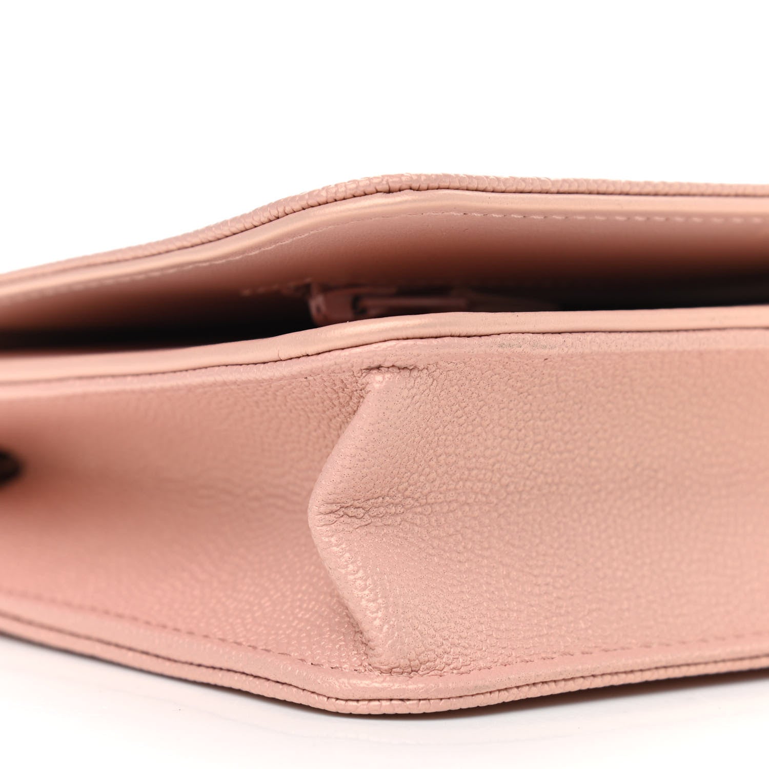 Chanel Metallic Caviar Quilted Vintage Mademoiselle Wallet On Chain WOC Light Pink 10 of 13