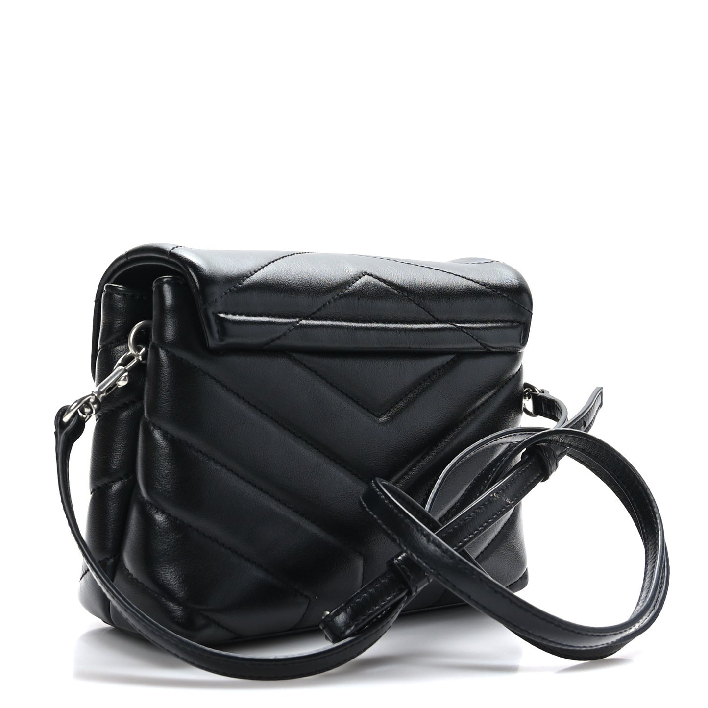 Calfskin Y Quilted Monogram Toy Loulou Crossbody Bag Black