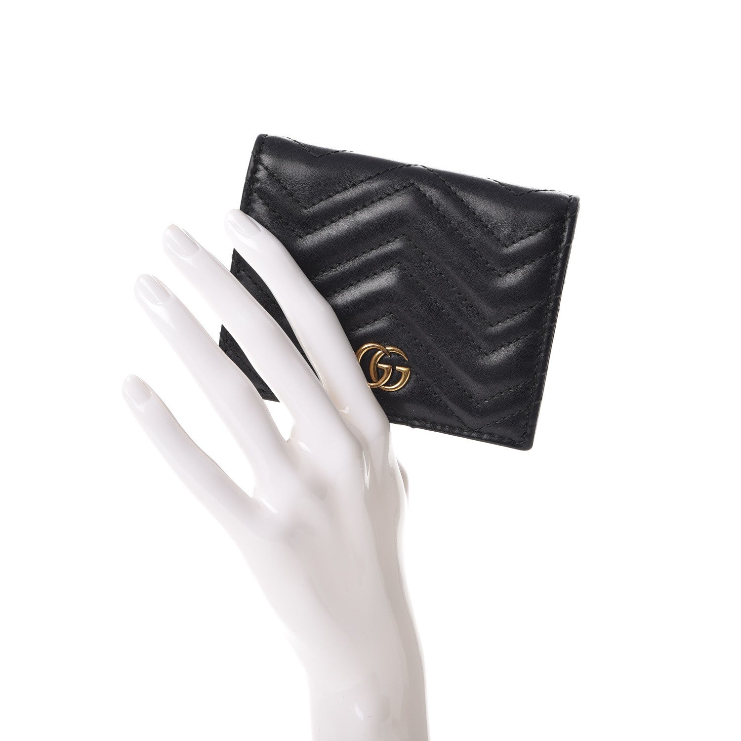 Gucci Calfskin Matelasse GG Marmont Card Case Black 2 of 10