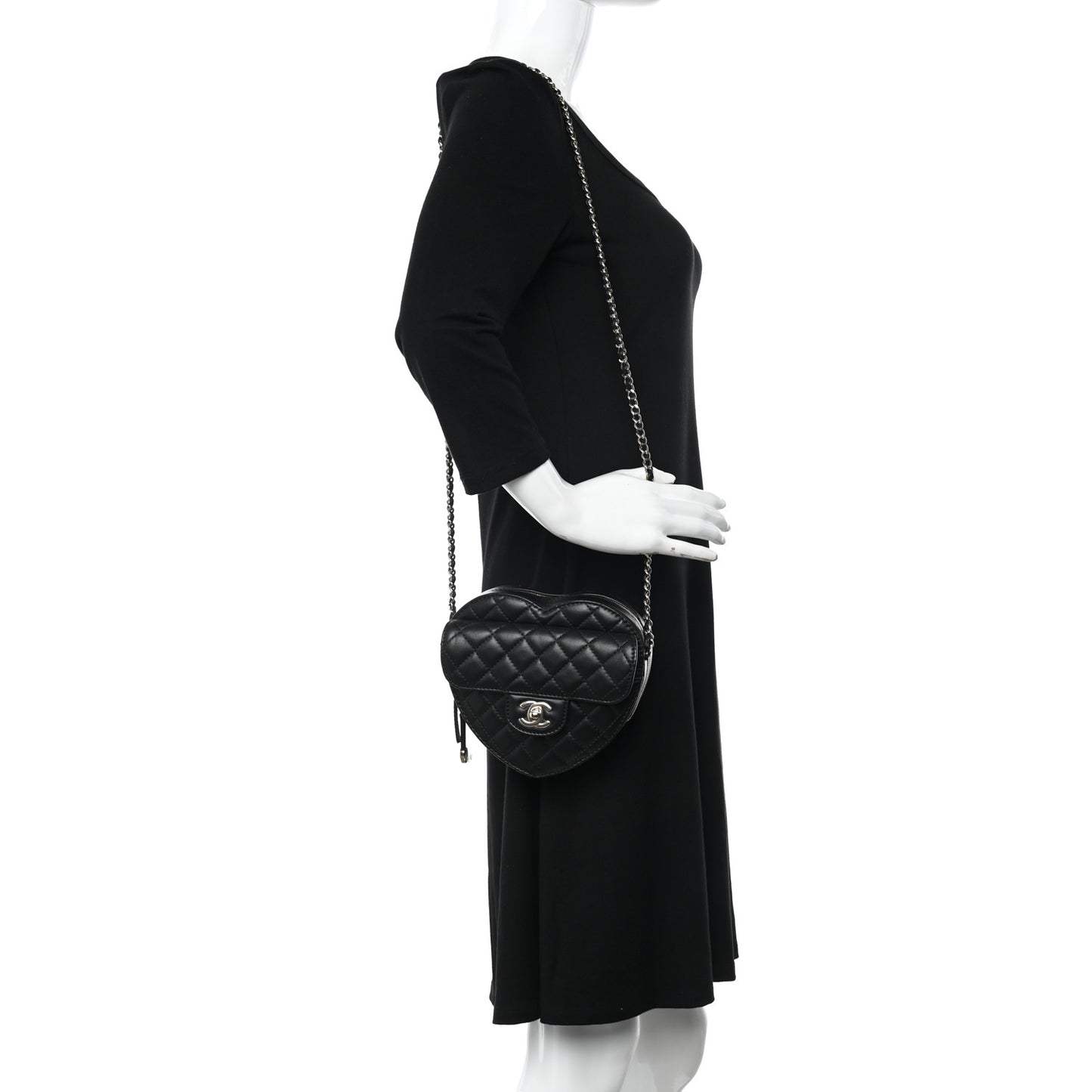 Lambskin Quilted CC In Love Heart Bag Black
