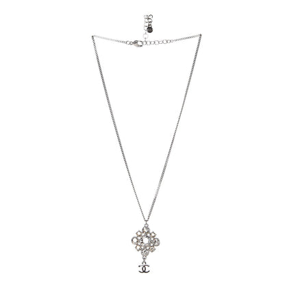 Chanel Crystal CC Drop Pendant Necklace Silver 3 of 5