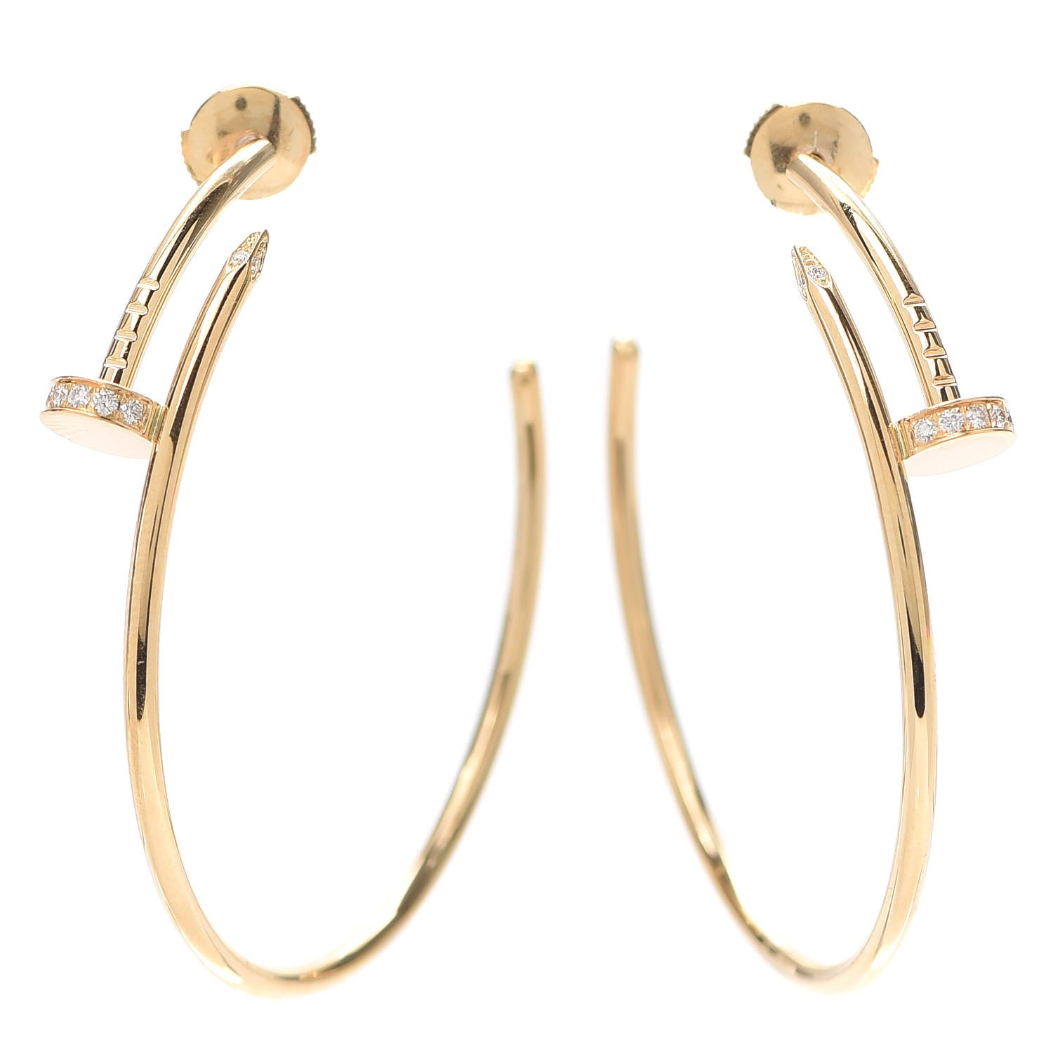 Cartier 18K Yellow Gold Diamond Juste Un Clou Hoop Earrings 1 of 6