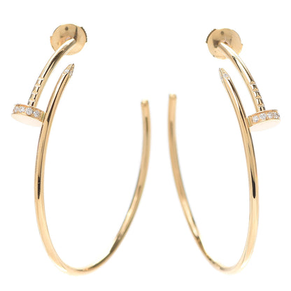 Cartier 18K Yellow Gold Diamond Juste Un Clou Hoop Earrings 1 of 6