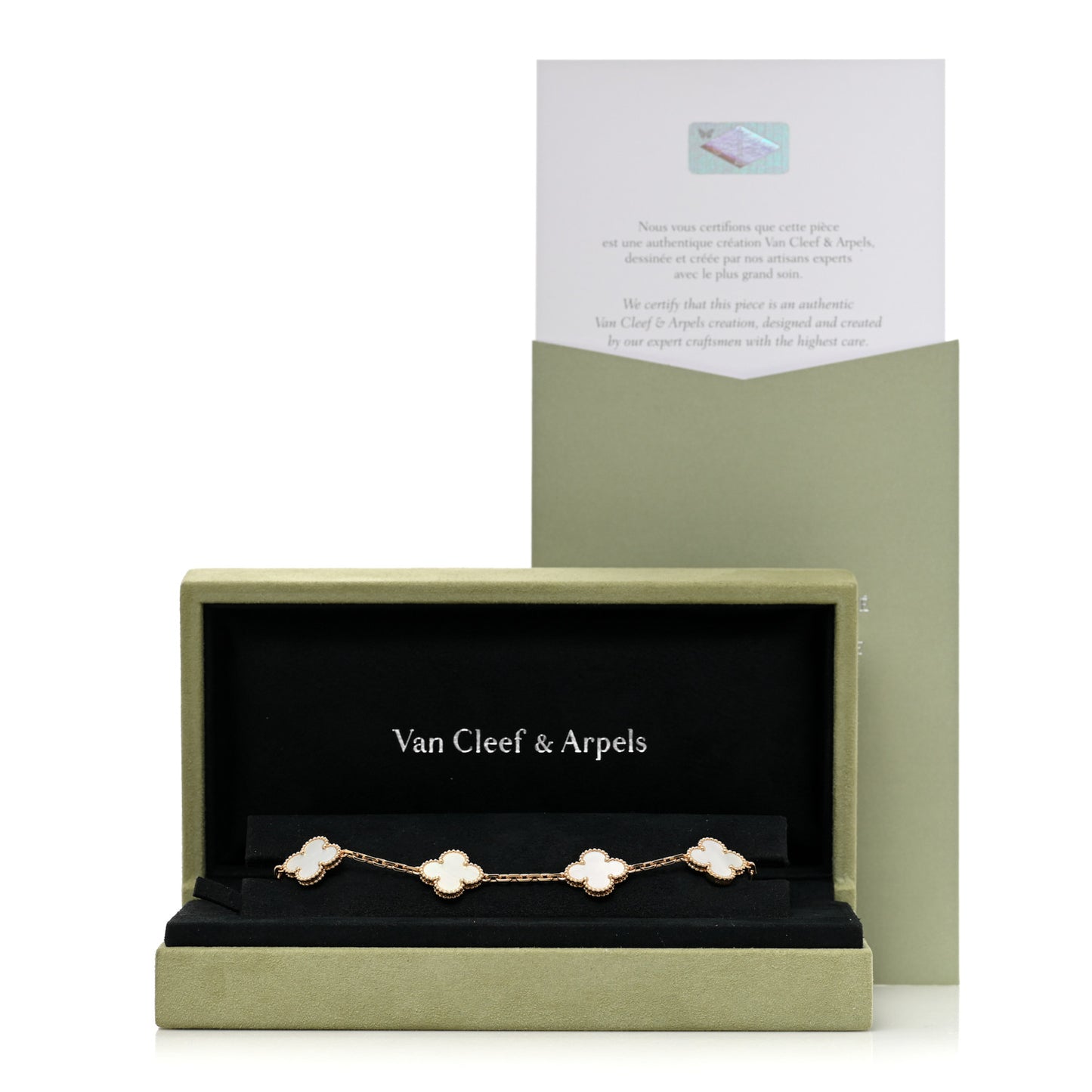18K Yellow Gold Mother of Pearl 5 Motifs Vintage Alhambra Bracelet