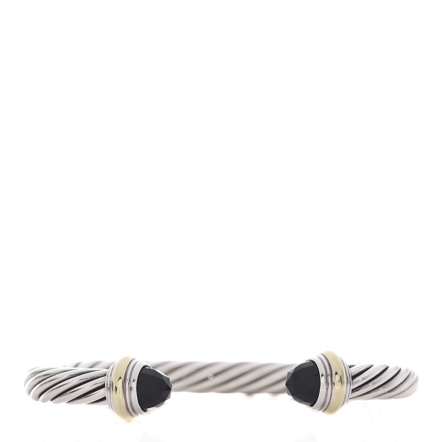 David Yurman Sterling Silver 14K Yellow Gold Black Onyx 7mm Cable Classics Bracelet 1 of 6