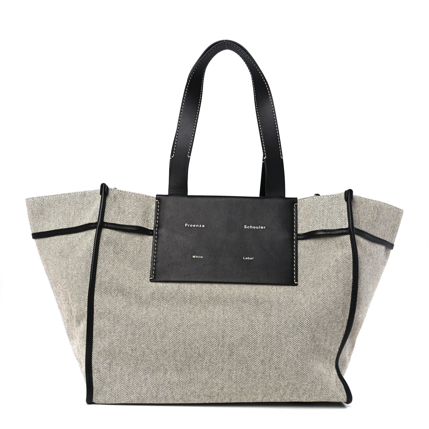 Proenza Schouler Canvas Calfskin XL Morris Tote Optic White Black 1 of 12