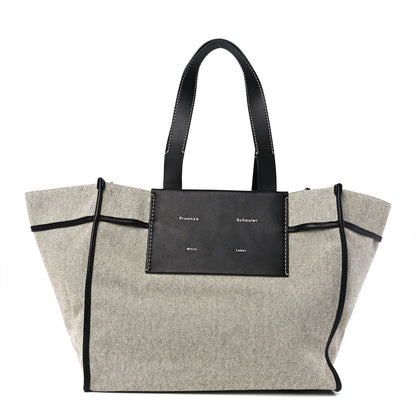 Proenza Schouler Canvas Calfskin XL Morris Tote Optic White Black 1 of 12