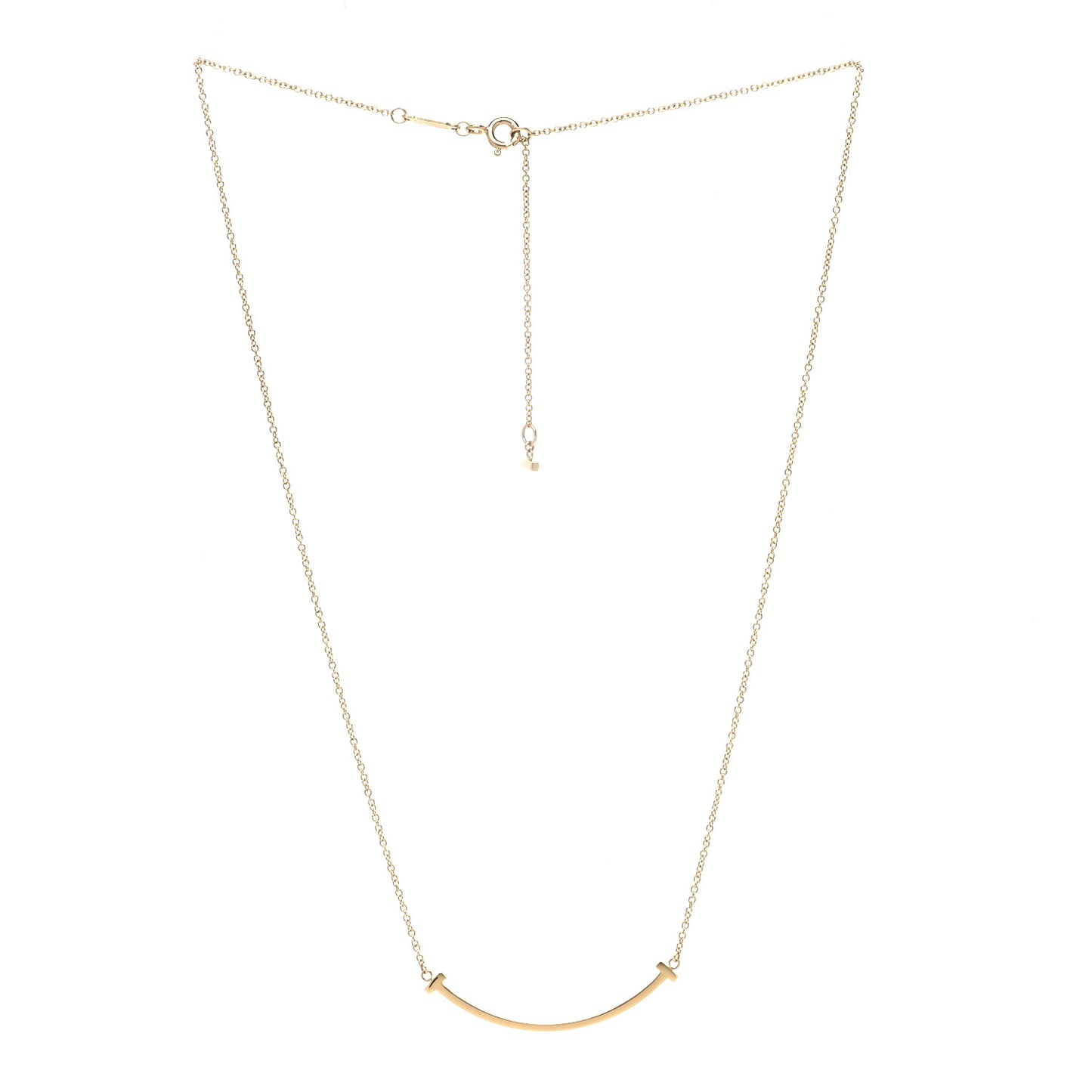 18K Yellow Gold Small T Smile Pendant Necklace