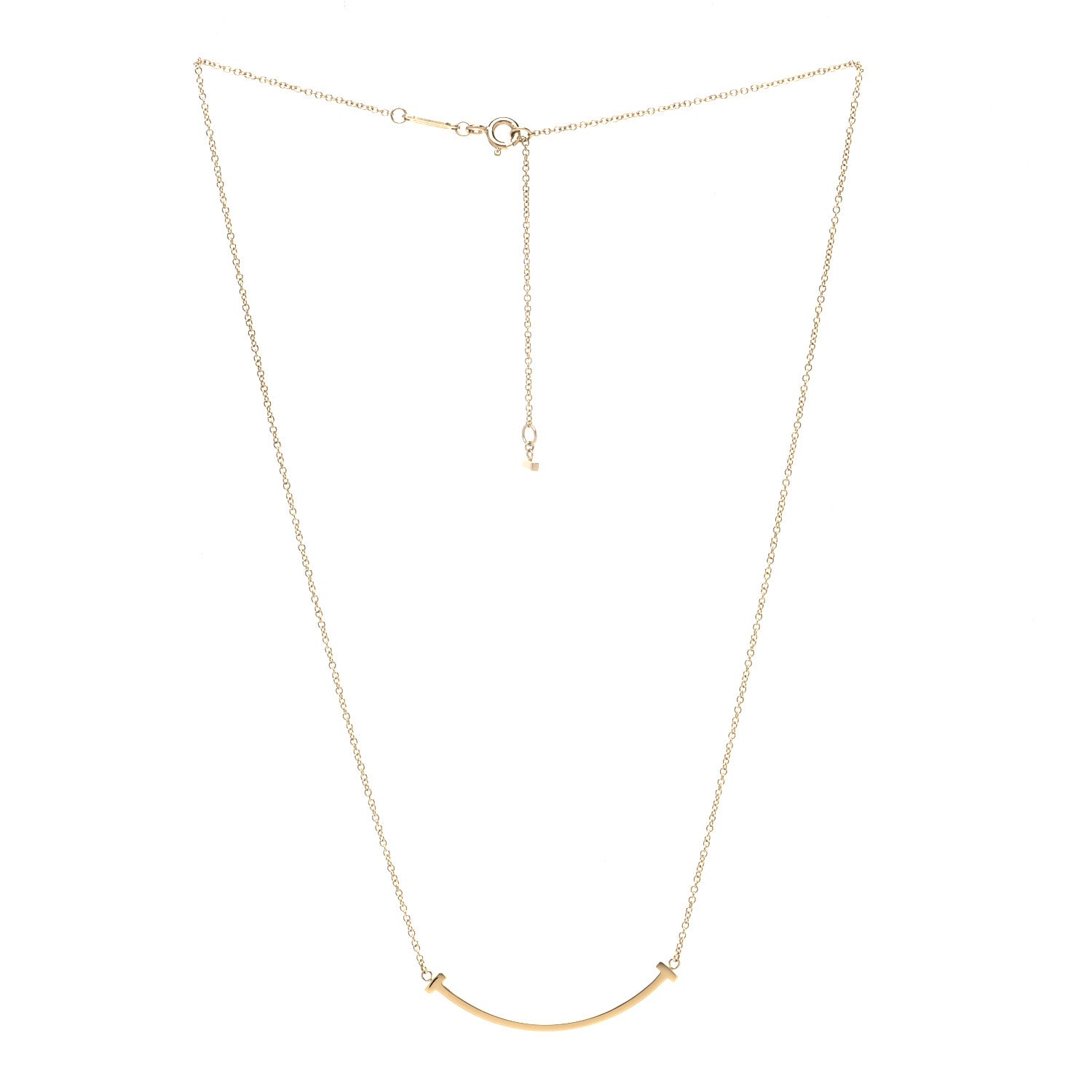 Tiffany 18K Yellow Gold Small T Smile Pendant Necklace 2 of 5