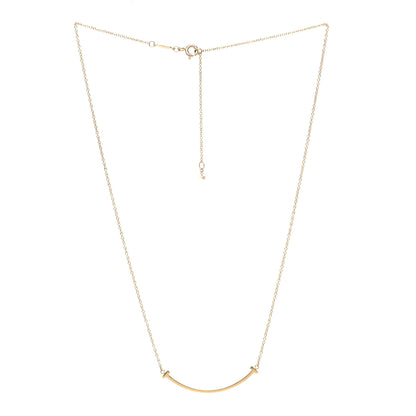 Tiffany 18K Yellow Gold Small T Smile Pendant Necklace 2 of 5