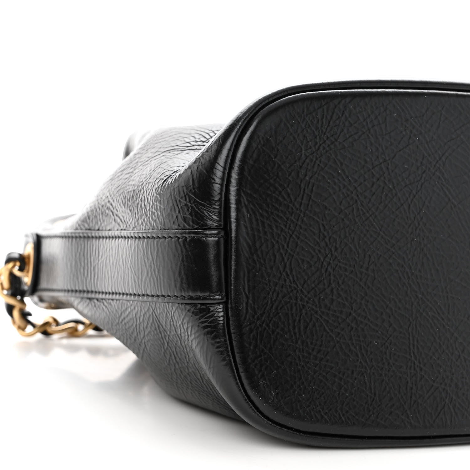 Chanel Shiny Aged Calfskin CC Chain Mini Drawstring Bag Black 8 of 10