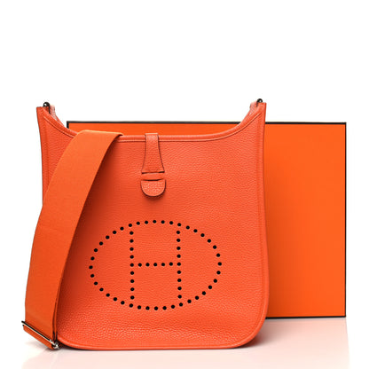 Hermes Taurillon Clemence Evelyne III PM Orange 12 of 12