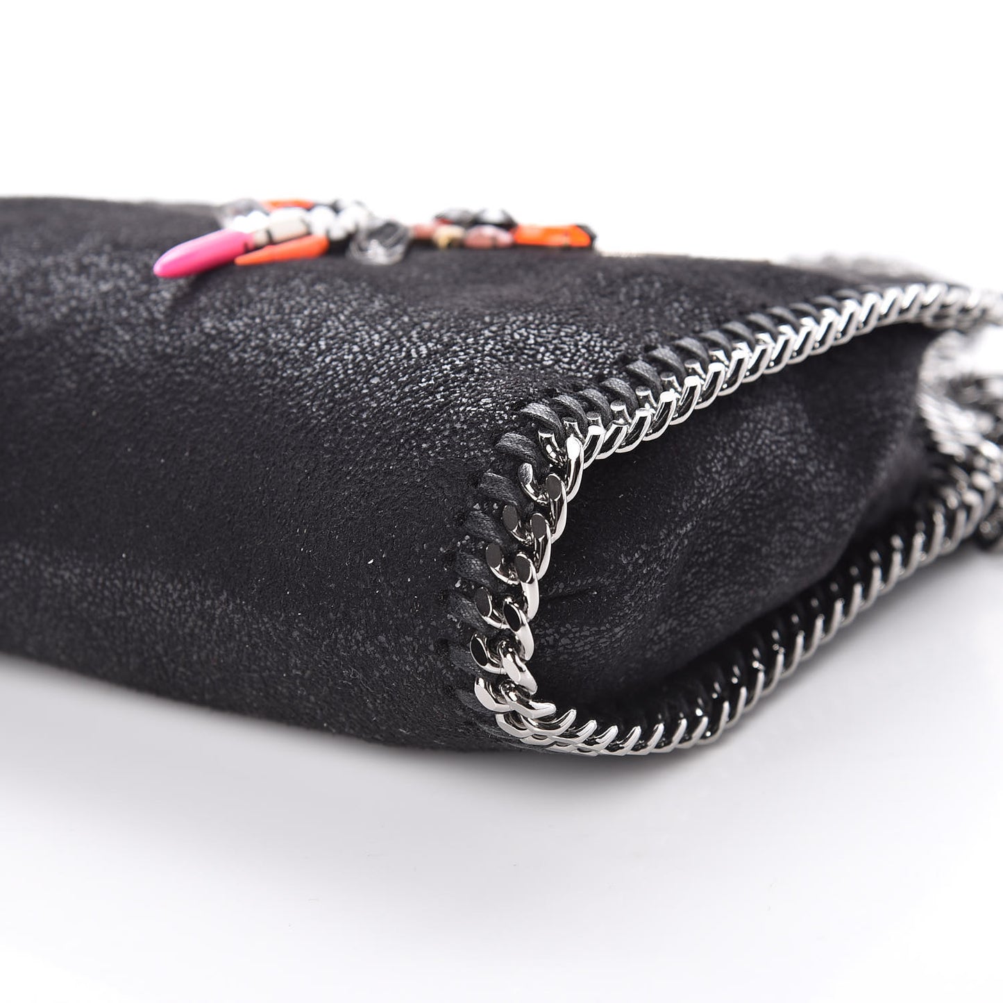 Shaggy Deer Embellished Tiny Falabella Tote Black