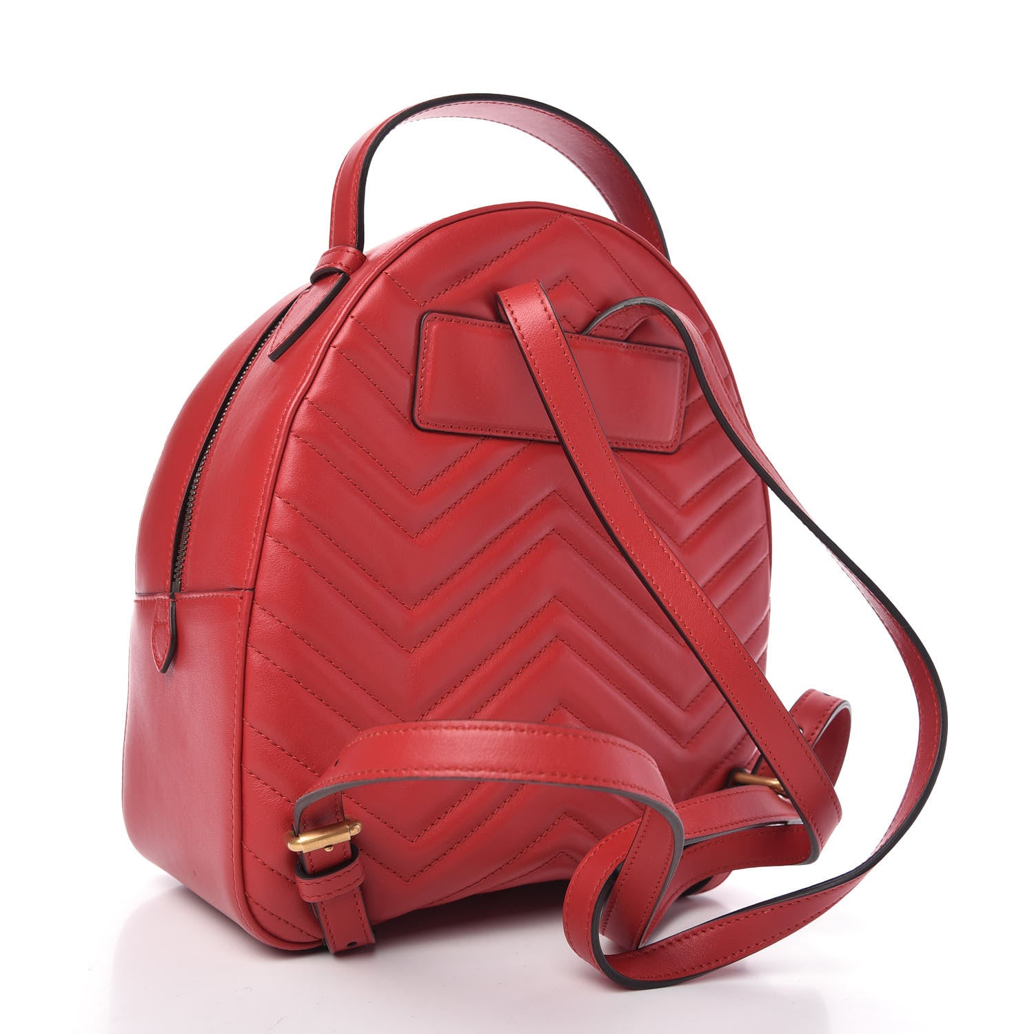 Gucci Calfskin Matelasse GG Marmont Dome Backpack Hibiscus Red 3 of 10