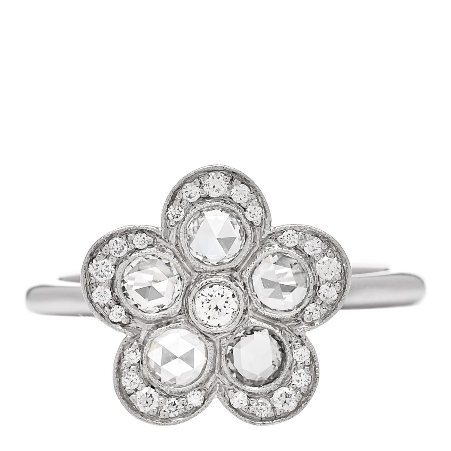 Tiffany Platinum Diamond Enchant Flower Ring 52 6 1 of 5