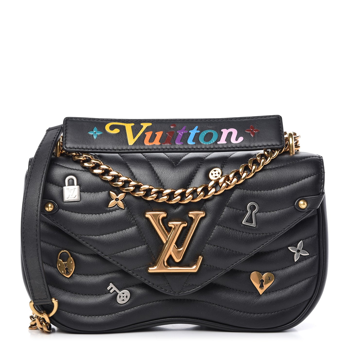 Calfskin Love Lock New Wave Chain MM Black