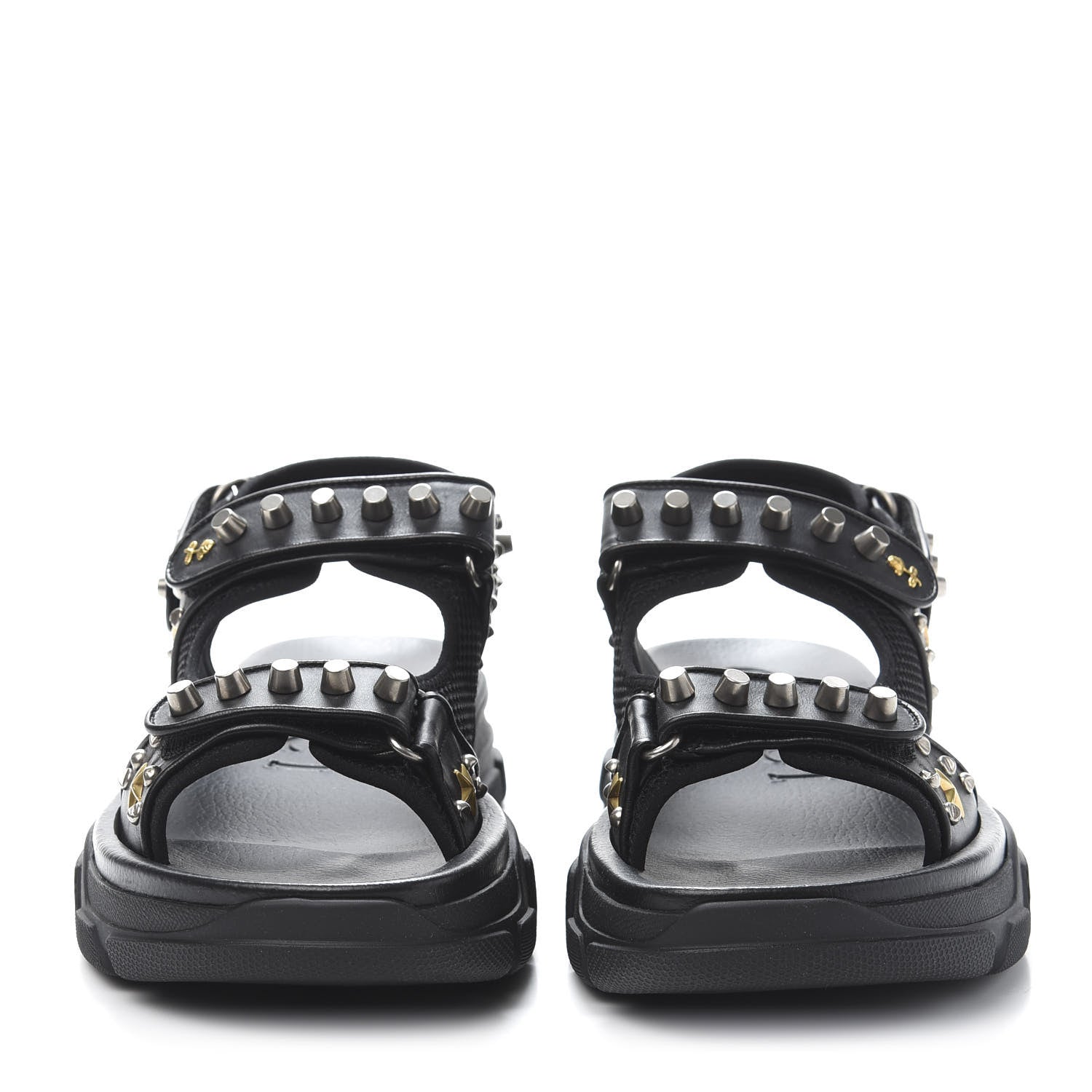 Gucci Nappa Mesh Studded Mens Aguru Sandals 9 Black 2 of 8