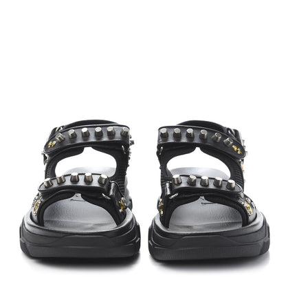 Gucci Nappa Mesh Studded Mens Aguru Sandals 9 Black 2 of 8