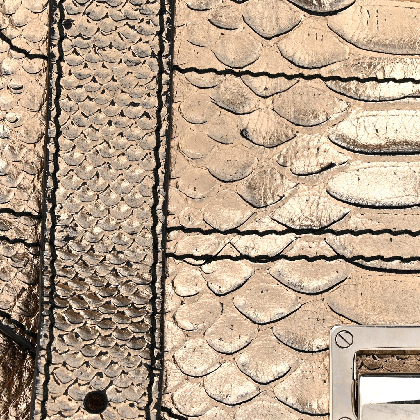 Metallic Snakeskin Calfskin Embossed Tiny PS1 Satchel Rose Gold
