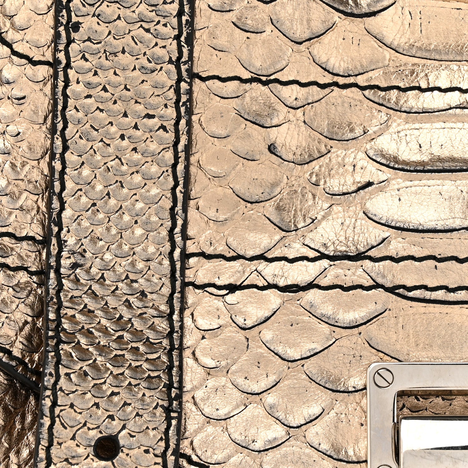 Proenza Schouler Metallic Snakeskin Calfskin Embossed Tiny PS1 Satchel Rose Gold 8 of 11