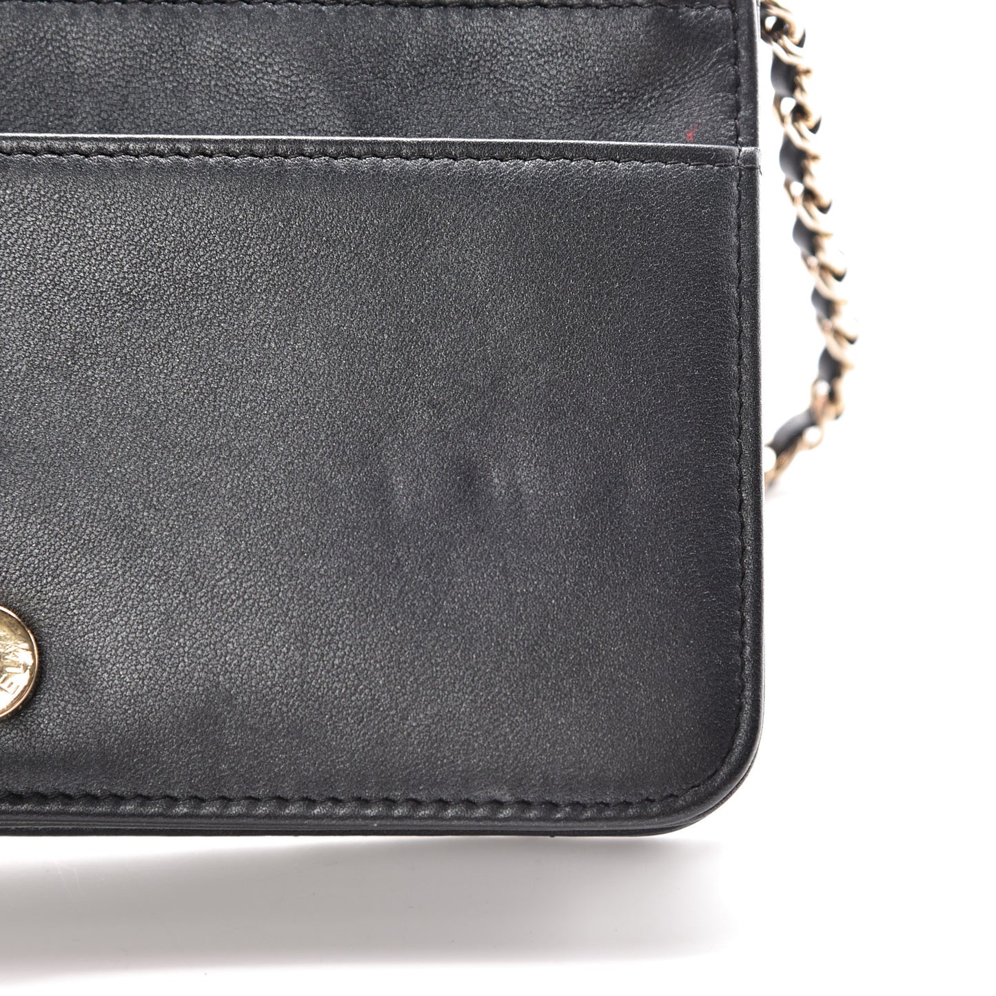 Iridescent Lambskin Quilted Pearl Wallet On Chain WOC Black