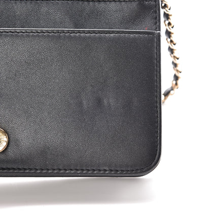Chanel Iridescent Lambskin Quilted Pearl Wallet On Chain WOC Black 9 of 16