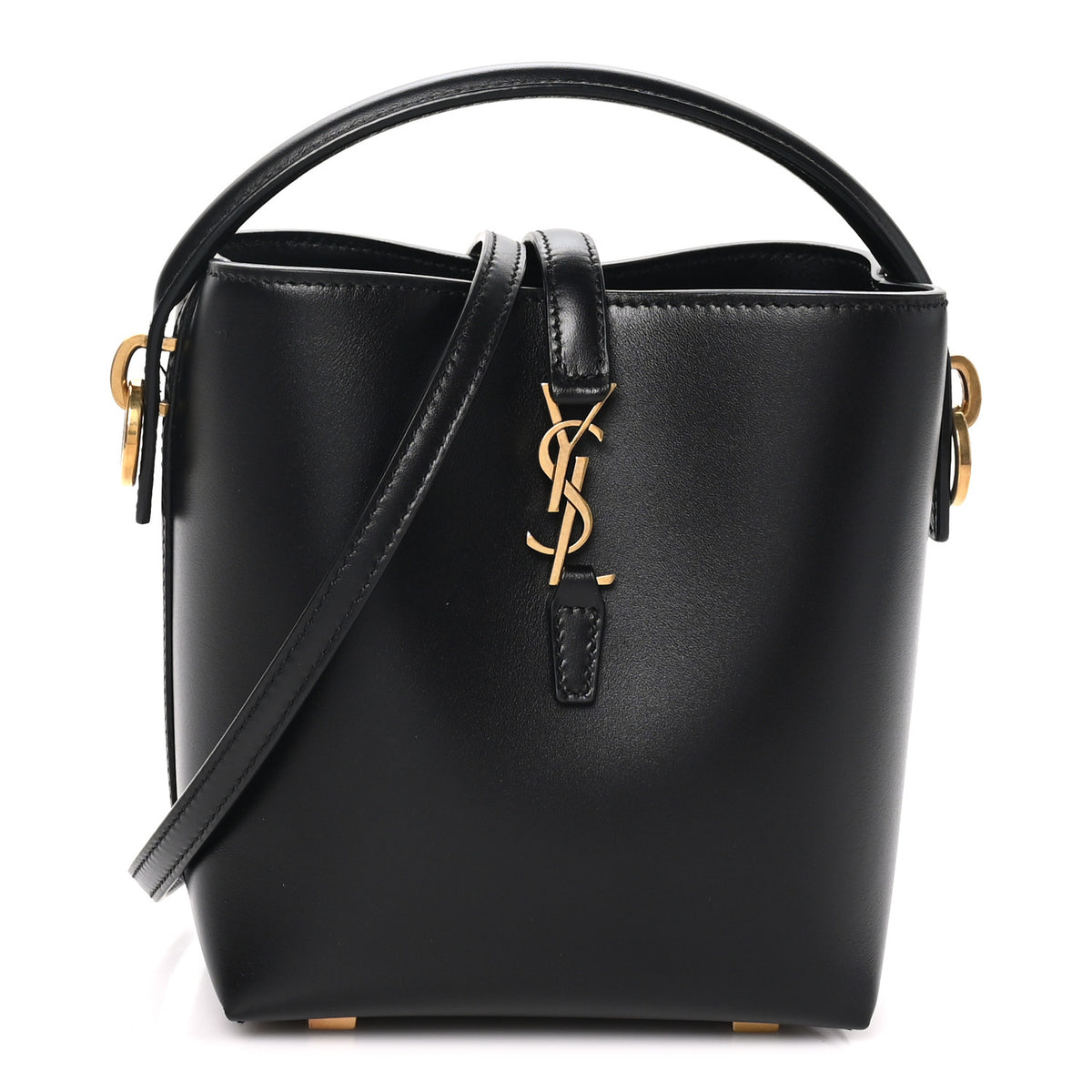 Shiny Calfskin Le 37 Mini Bucket Bag Black
