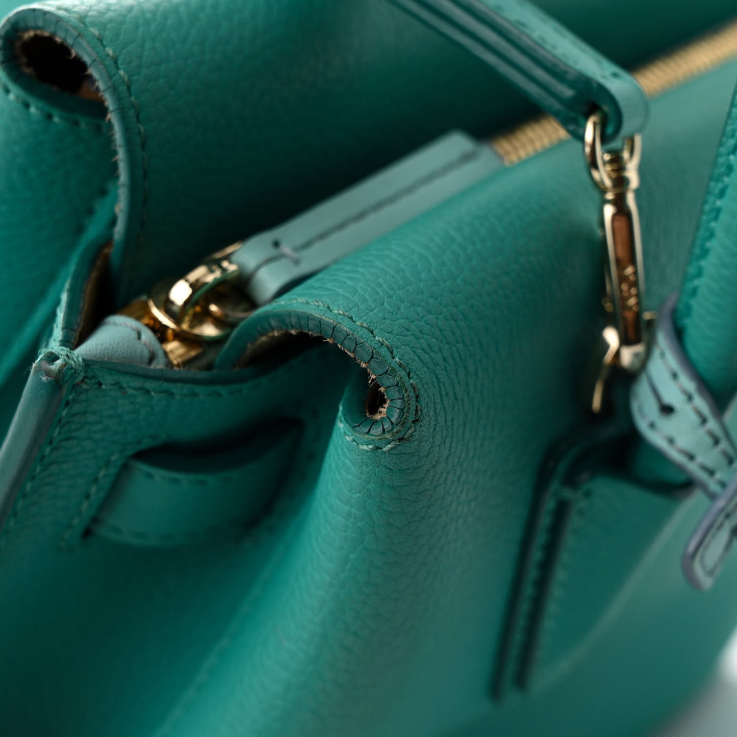 Grained Calfskin Mini Milla Tote Oasis Green
