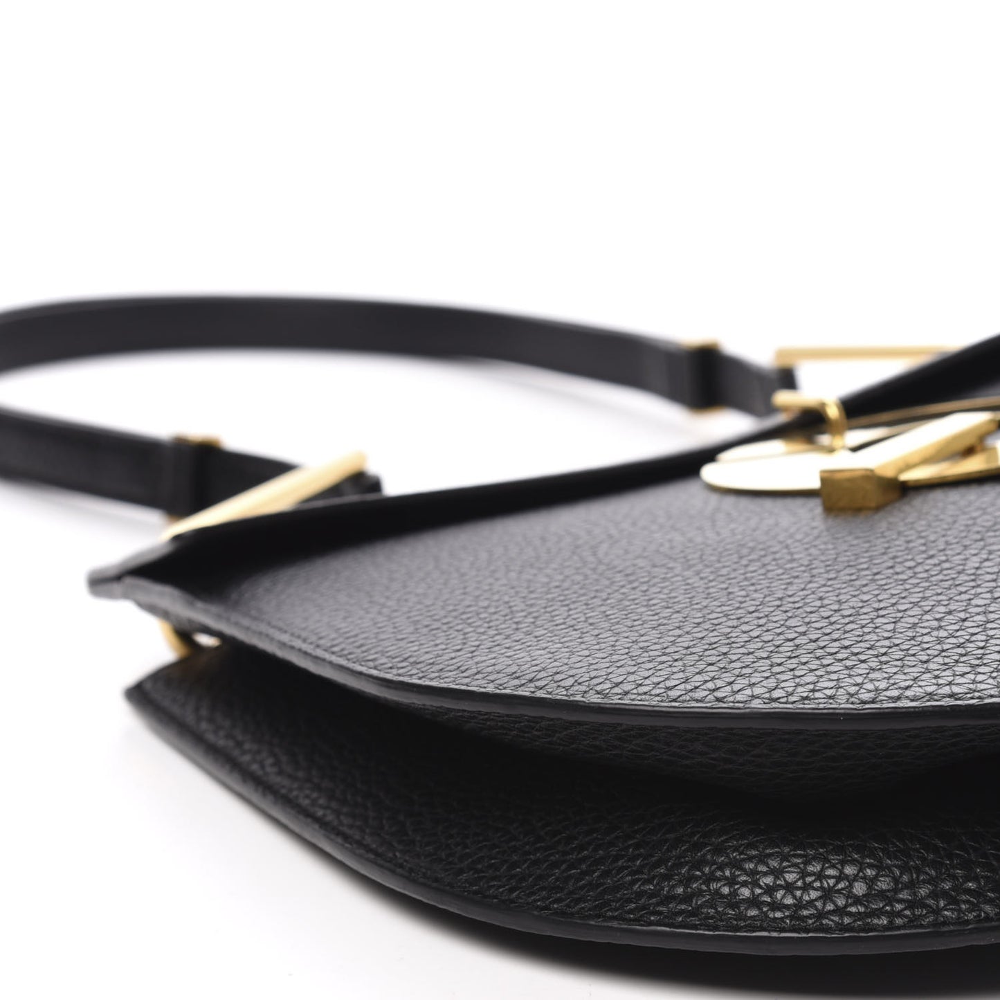 Grained Calfskin Ariel Shoulder Bag Black