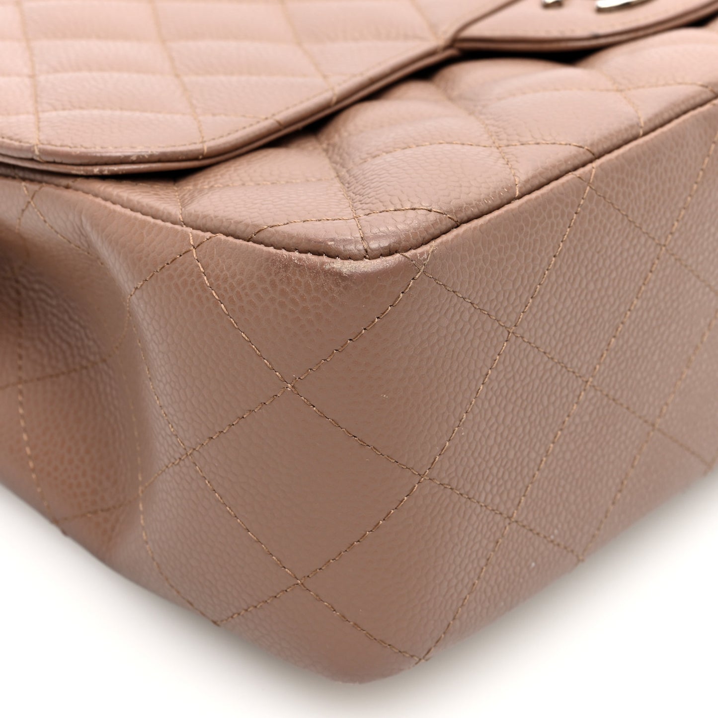 Caviar Quilted Jumbo Single Flap Dark Beige