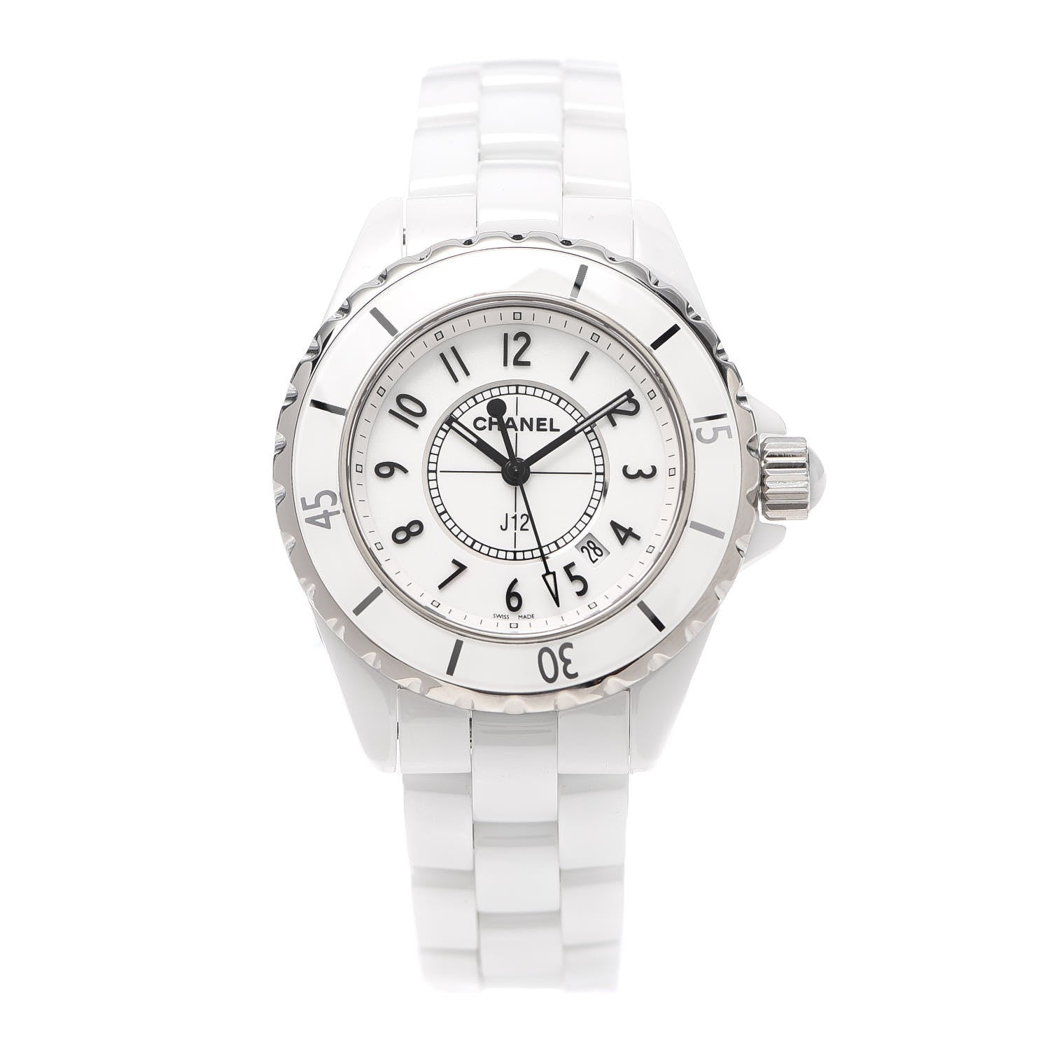 Chanel Stainless Steel Ceramic 33mm J12 Quartz Watch White 1 of 6