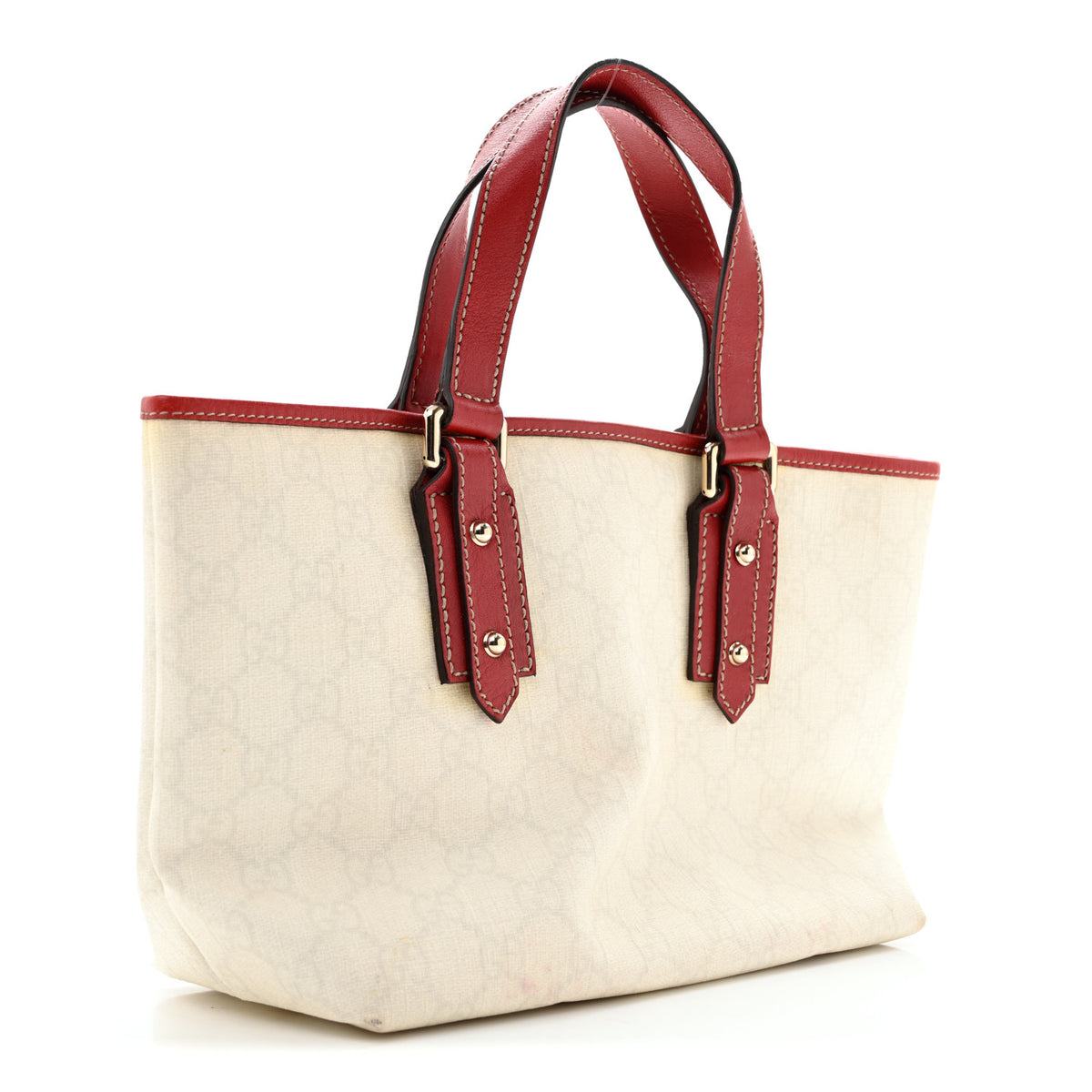 Gucci GG Plus Monogram Small Jolicoeur Tattoo Heart Tote Off White Red 3 of 14