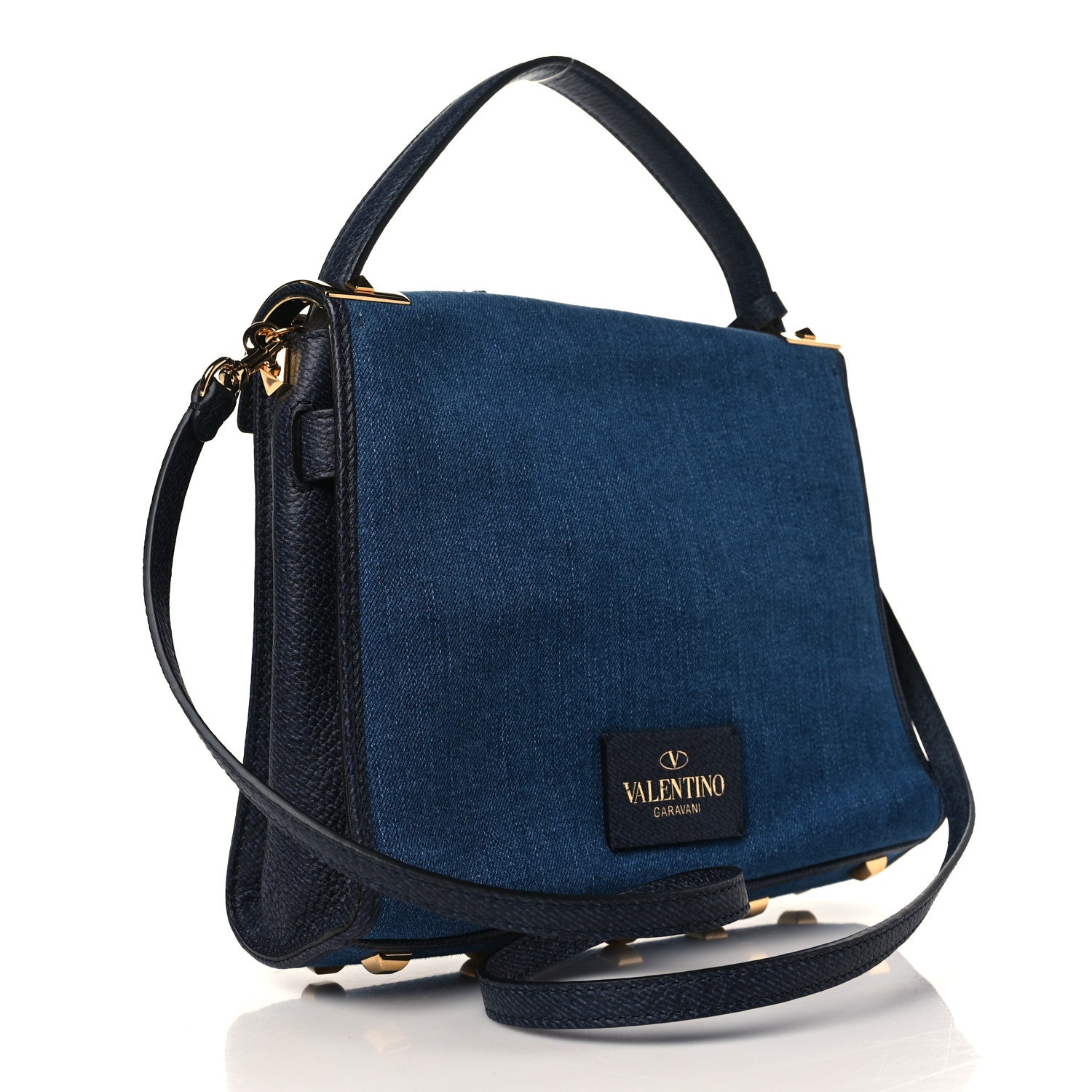Valentino Garavani Denim Butterfly Embroidered Small My Rockstud Frame Bag Light Denim Multicolor 3 of 8
