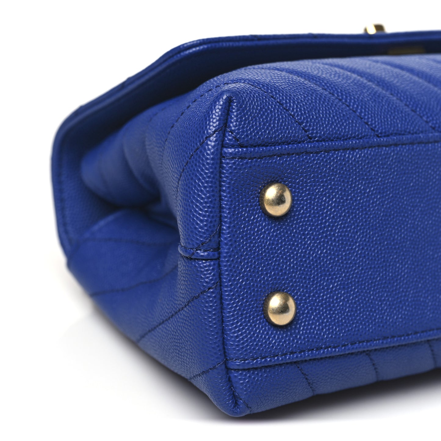 Caviar Chevron Quilted Mini Coco Handle Flap Blue