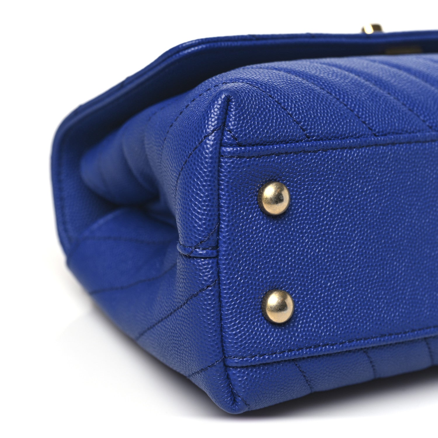 Chanel Caviar Chevron Quilted Mini Coco Handle Flap Blue 9 of 11