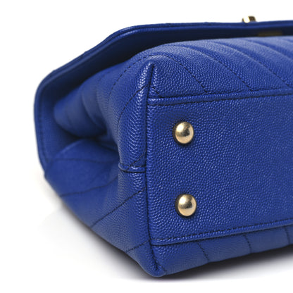 Chanel Caviar Chevron Quilted Mini Coco Handle Flap Blue 9 of 11