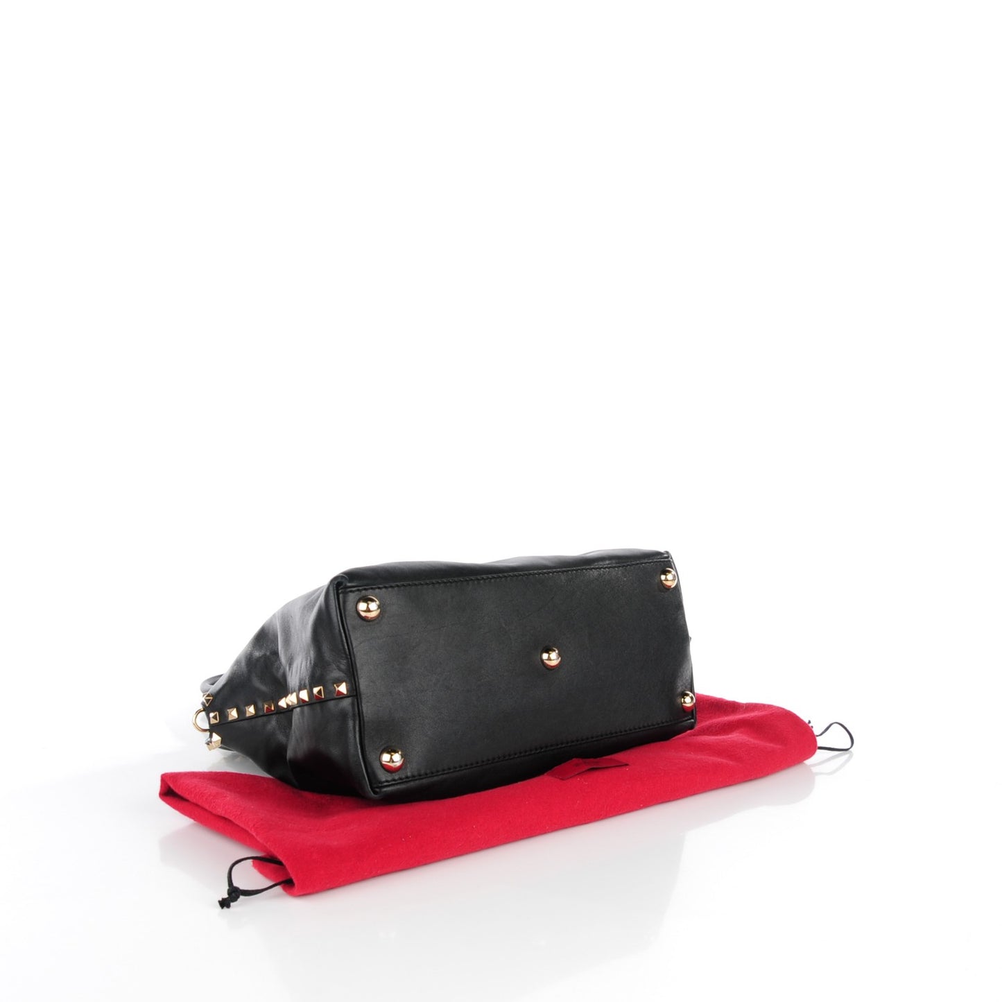 Vitello Rockstud Dome Satchel Black