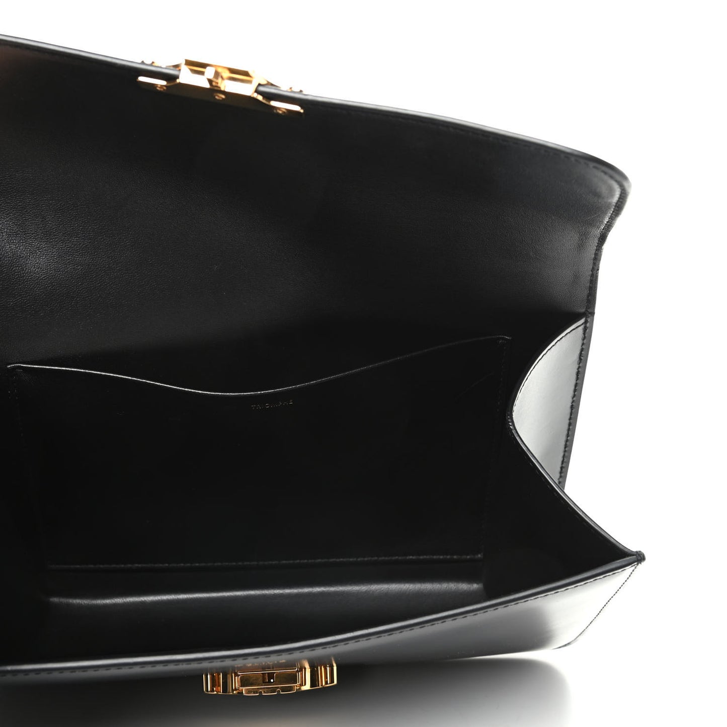 Shiny Calfskin Triomphe Clutch Black