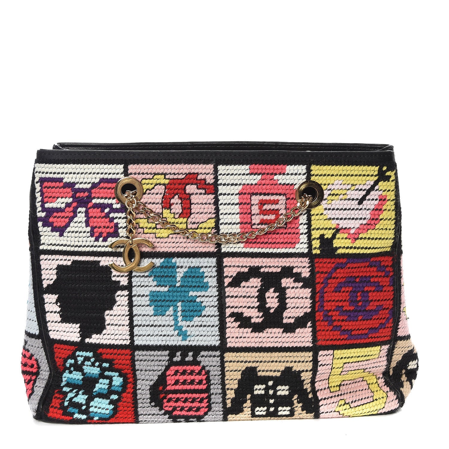 Chanel Needlepoint Precious Symbols Shoulder Bag Black 1 of 9