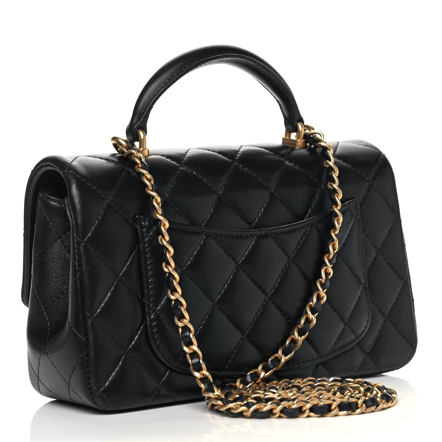 Chanel Lambskin Quilted Mini Top Handle Rectangular Flap Black 2 of 8