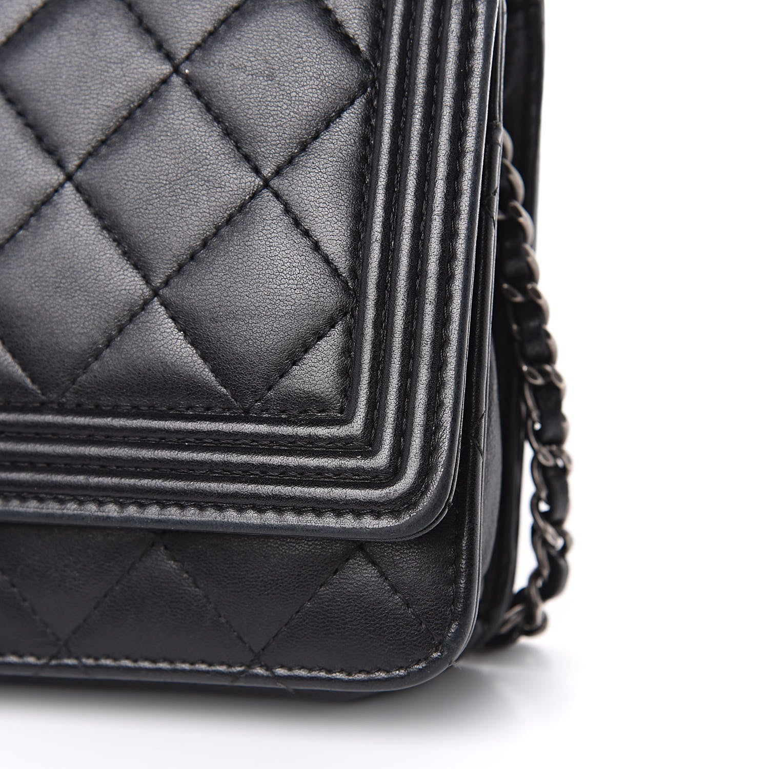 Chanel Lambskin Quilted Boy Wallet On Chain WOC Black 11 of 18