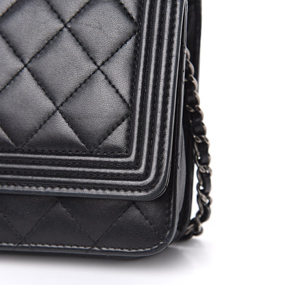 Chanel Lambskin Quilted Boy Wallet On Chain WOC Black 11 of 18