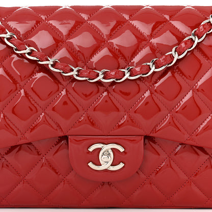 Chanel Patent Quilted Jumbo Double Flap Red 8 of 12