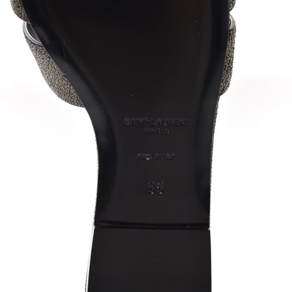 Saint Laurent Metallic Crackled Calfskin Nu Pied 05 Slide Sandals 36 Black Gunmetal 9 of 10