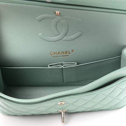 Chanel Lambskin Quilted Medium Double Flap Light Green 5 of 10