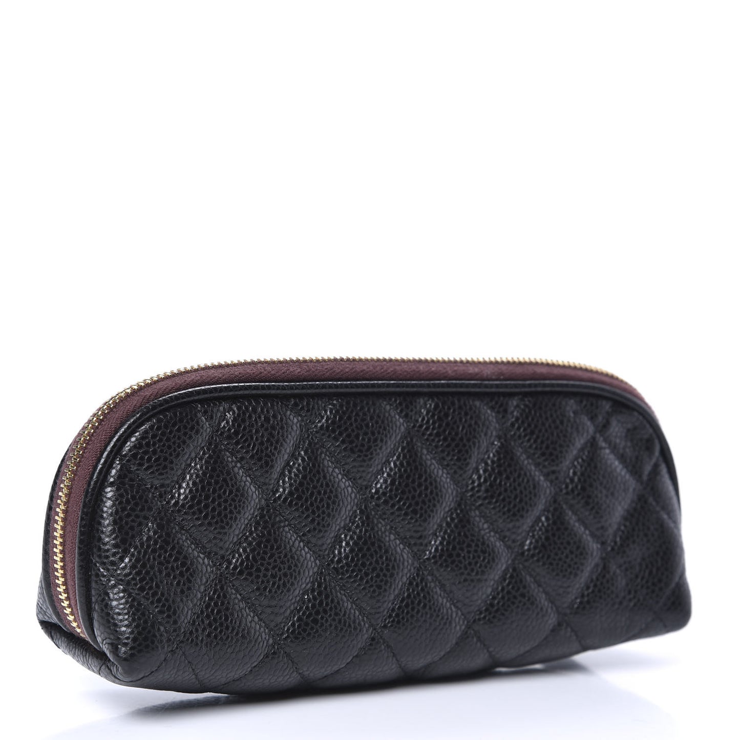 Caviar Quilted Long Cosmetic Case Black