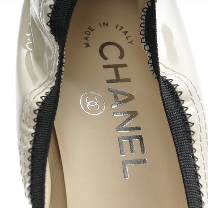 Chanel Patent CC Elastic Cap Toe Pumps 42 Light Beige Black 7 of 7