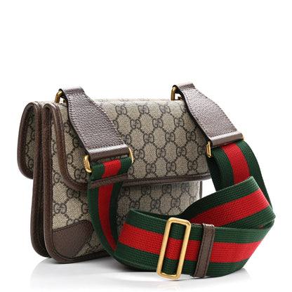 Gucci GG Supreme Monogram Web Small Neo Vintage Double Flap Messenger Bag Beige New Acero 3 of 11