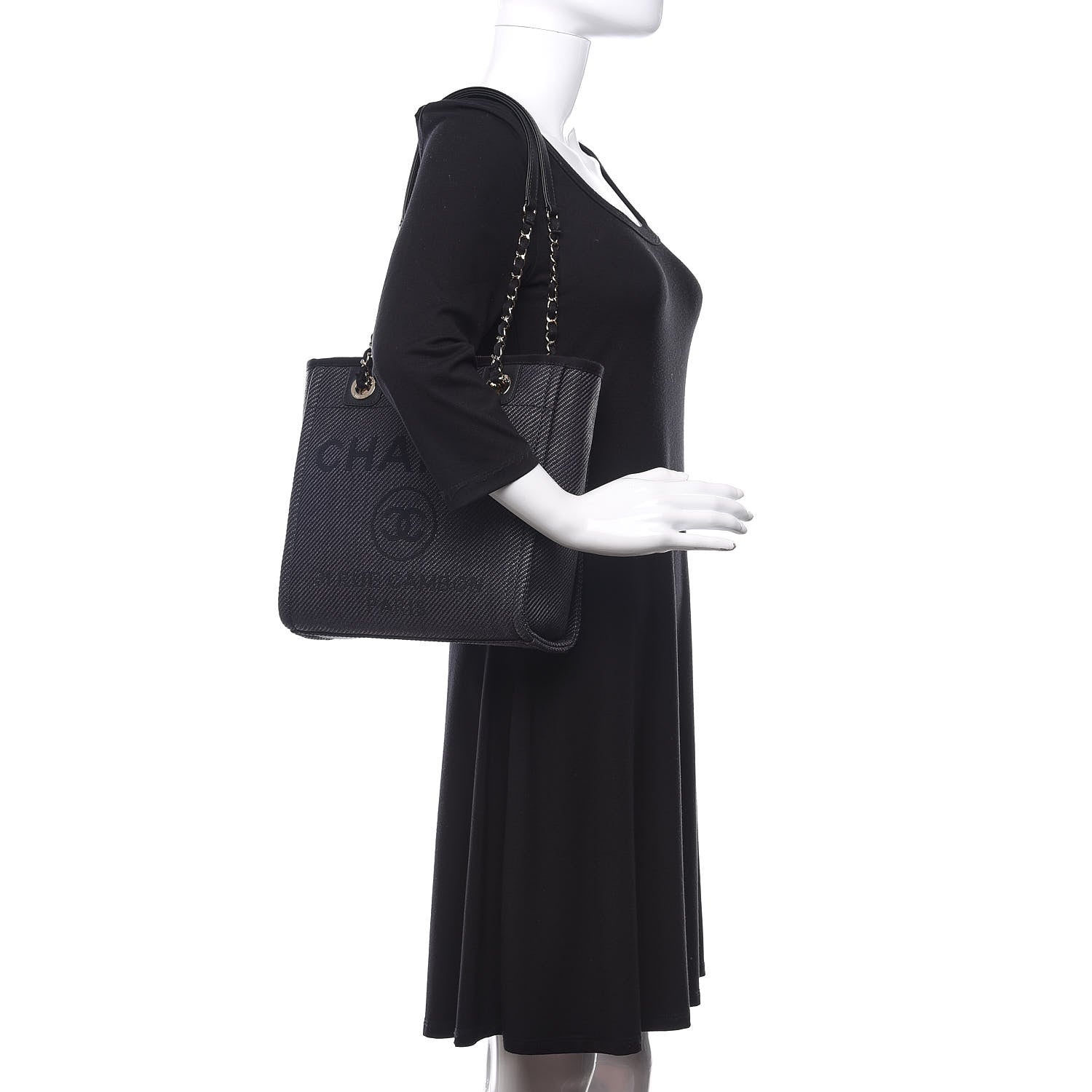 Chanel Canvas Mini Deauville Tote Black 2 of 11