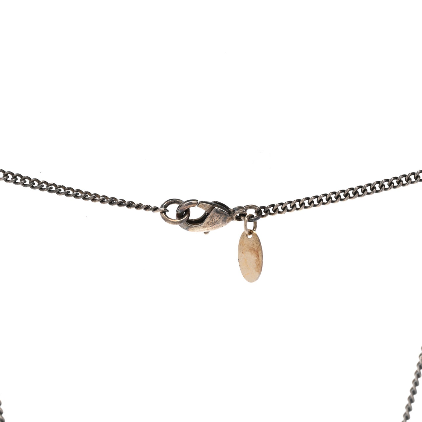 Enamel Crystal Pearl CC Pendant Necklace Ruthenium